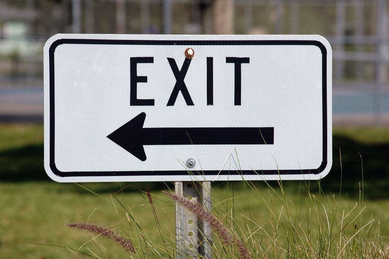 exit sign with arrow