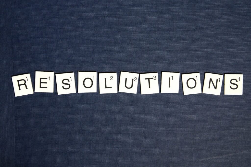 resolution spelled out in scrabble letters