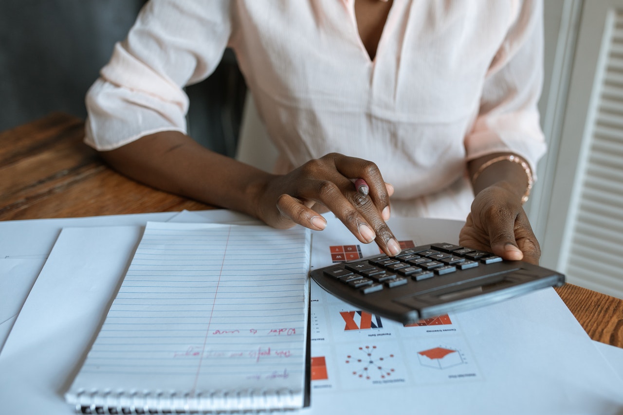 woman with a calculator