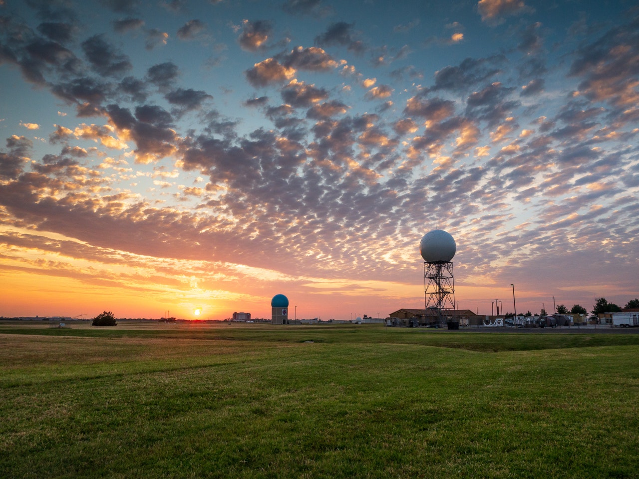 sunset over a small town